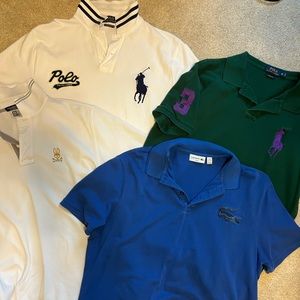Lot of 4 Ralph Lauren, Lacoste and Psycho Bunny shirts size XL
